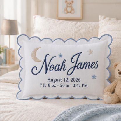 Picture of Personalized Baby Birth Pillow, Newborn Name Pillow, Birth Announcement Keepsake, Nursery Decor Pillow, Baby Shower Gift, Baby Boy Nursery