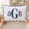 Picture of Personalized Monogram Pillow, Scalloped Embroidered Throw Pillow, Custom Initial Decor Cushion, Wedding Gift, Housewarming Monogram Pillow