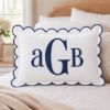 Picture of Personalized Monogram Pillow, Scalloped Embroidered Throw Pillow, Custom Initial Decor Cushion, Wedding Gift, Housewarming Monogram Pillow