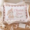 Picture of Personalized Bunny Name Pillow, Custom Baby Girl Nursery Pillow, Rabbit Keepsake Cushion, Baby Shower Gift, Scalloped Decorative Pillow