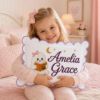 Picture of Personalized Halloween Ghost Reading Book Pillow, Custom Girl Name Pillow, Cute Spooky Nursery Decor, Baby Halloween Gift Reading Girl