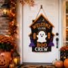 Picture of Interchangeable Halloween Ghost Wood Sign, Personalized Boo Crew Door Hanger, Custom Shape Welcome Sign, Front Door Fall Decor Halloween