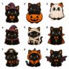 Picture of Interchangeable Black Cat Wood Sign, Personalized Halloween Door Hanger, Custom Shape Family Welcome Sign, Front Door Decor Halloween