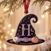 Picture of Personalized Halloween Witch Hat Acrylic Ornament, Custom Initial Halloween Tree Decoration, Pumpkin Keepsake Gift 2026 Halloween Onrament