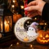 Picture of Personalized Ghost Moon Acrylic Ornament, Custom Halloween Ghost Name Ornament, Witch Ghost Keepsake, Cute Spooky Gift for Kids Halloween