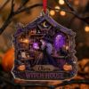 Picture of Personalized Witch House Ornament, Custom Name Halloween Ornament, Acrylic Witchy Decor, Black Cat Gift, Spooky Halloween Keepsake