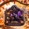 Picture of Personalized Witch House Ornament, Custom Name Halloween Ornament, Acrylic Witchy Decor, Black Cat Gift, Spooky Halloween Keepsake