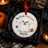 Picture of Personalized Dog First Halloween Ornament, Custom Pet Halloween Ceramic Ornament, My First Halloween Dog Keepsake, Puppy Halloween Memorial