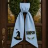 Picture of Personalized Halloween Wreath Sash Bow, Custom Name Wreath Bow, Embroidered Witch Hat Door Hanger, Fall Front Decor, Halloween Porch Decor