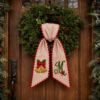Picture of Personalized Christmas Bells Wreath Bow, Embroidered Holiday Door Bow, Custom Christmas Wreath Sash, Farmhouse Front Door Decor, Xmas Bow