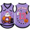 Picture of Personalized Halloween Dog Jersey, Cute Ghost Pet Jersey, Custom Pet Halloween Shirt, Custom Name & Number Dog Jersey, Halloween Pet Gift