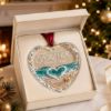 Picture of Personalized Wedding Ornament, Custom Location Coordinate Heart Ornament, Couple Christmas Gift, Anniversary Keepsake, Wedding Newlywed Gift