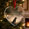 Picture of Personalized Pet Memorial Ornament, Dog Loss Keepsake Crystal Heart Ornament, Custom Pet Name Christmas Gift, Dog Memorial Ornament