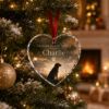 Picture of Personalized Pet Memorial Ornament, Dog Loss Keepsake Crystal Heart Ornament, Custom Pet Name Christmas Gift, Dog Memorial Ornament