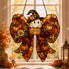 Picture of Personalized Halloween Ghost Bow Suncatcher, Custom Acrylic Window Hanging, Cute Witch Ghost Decor, Pumpkin Autumn Ornament, Halloween Gift