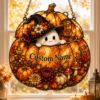 Picture of Personalized Pumpkin Ghost Suncatcher, Custom Acrylic Halloween Window Hanging, Cute Witch Ghost Fall Decor, Pumpkin Ornament, Autumn Home