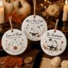 Picture of Personalized Ghost Love Letter Halloween Ornament, Custom Ceramic Couple Ornament, Spooky Wedding Gift, Fall Keepsake Decor Halloween Gift