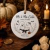 Picture of Personalized Ghost Love Letter Halloween Ornament, Custom Ceramic Couple Ornament, Spooky Wedding Gift, Fall Keepsake Decor Halloween Gift