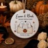 Picture of Personalized Ghost Love Letter Halloween Ornament, Custom Ceramic Couple Ornament, Spooky Wedding Gift, Fall Keepsake Decor Halloween Gift