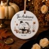 Picture of Personalized Ghost Love Letter Halloween Ornament, Custom Ceramic Couple Ornament, Spooky Wedding Gift, Fall Keepsake Decor Halloween Gift