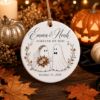Picture of Personalized Ghost Couple Halloween Ornament, Custom Ceramic Wedding Ornament, Spooky Newlywed Gift, First Halloween Married Keepsake