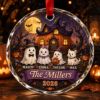 Picture of Personalized Halloween Family Glass Ornament, Custom Ghost Pumpkin House Crystal Ornament, Family Name Halloween Keepsake Gift 2026 Ornament