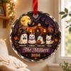 Picture of Personalized Halloween Family Glass Ornament, Custom Ghost Pumpkin House Crystal Ornament, Family Name Halloween Keepsake Gift 2026 Ornament