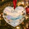 Picture of Personalized Long Distance Sister Best Friend Glass Ornament, Custom Beach Heart Keepsake, Miles Apart Christmas Gift Sister Holiday Decor