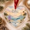 Picture of Personalized Long Distance Sister Best Friend Glass Ornament, Custom Beach Heart Keepsake, Miles Apart Christmas Gift Sister Holiday Decor