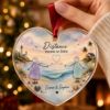 Picture of Personalized Long Distance Sister Best Friend Glass Ornament, Custom Beach Heart Keepsake, Miles Apart Christmas Gift Sister Holiday Decor