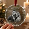 Picture of Personalized First Christmas Married Glass Ornament, Custom Wedding Photo Ornament, Newlywed Christmas Gift, Wedding Couple Keepsake Gift