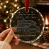 Picture of Personalized New Home Glass 2026 Ornament, First Christmas New Home Ornament,Custom House Portrait Ornament, Housewarming Gift New Homeowner