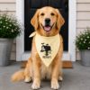 Picture of Personalized Halloween Dog Bandana, Blue Seersucker Dog Bandana, Custom Embroidered Pet Bandana, Ghost Mailbox Puppy Scarf, Fall Dog Gift