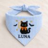 Picture of Personalized Black Cat Halloween Cat Bandana, Embroidered Cat Pet Scarf, Custom Pet Name Bandana, Spooky Fall Puppy Gift for Dog Lovers