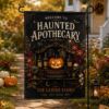 Picture of Personalized Haunted Apothecary Garden Flag, Custom Family Name Halloween Flag, Witch Potion Yard Decor, Gothic Spooky Pumpkin Porch Flag