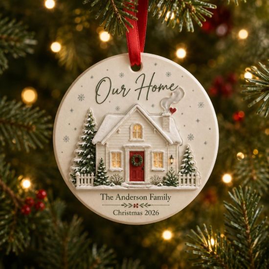 Picture of Personalized Our Home Christmas Ornament, Custom Family House Ornament, New Home Christmas Keepsake, First Christmas Home Gift Decor 2026