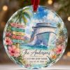 Picture of Personalized Cruise Ship Ornament, Custom Family Cruise Christmas Ornament, Tropical Vacation Keepsake, Cruise Lover Gift, Ship Name Decor