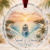 Picture of Personalized Honeymoon Cruise Ornament, Custom Couple Christmas Keepsake, Romantic Cruise Gift, Newlywed Vacation Ornament, Beach Decor