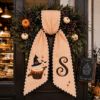 Picture of Personalized Halloween Wreath Sash, Witch Cupcake Door Bow, Custom Monogram Wreath Ribbon, Embroidered Front Door Decor, Fall Porch Decor