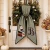 Picture of Personalized Ghost Reader Halloween Wreath Sash, Book Lover Door Bow, Custom Monogram Embroidered Front Door Decor, Spooky Library Gift