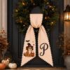 Picture of Personalized Halloween Dog Wreath Sash, Custom Pet Embroidered Door Bow, Monogram Puppy Halloween Decor, Fall Front Door Bow Gift Halloween