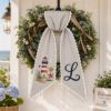 Picture of Personalized Coastal Lighthouse Wreath Sash, Beach House Door Bow, Custom Monogram Embroidered Front Door Decor, Nautical Gift Beach House