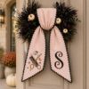 Picture of Personalized Hairstylist Halloween Wreath Sash, Custom Hairdresser Door Bow, Embroidered Salon Front Door Decor, Stylist Gift Halloween