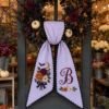 Picture of Personalized Halloween Floral Wreath Sash, Gothic Flower Shop Door Bow, Custom Embroidered Front Door Decor, Spooky Fall Gift Halloween