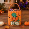 Picture of Personalized Halloween Basket, Custom Name Trick or Treat Bag for Kids, Cute Monster Candy Bucket, Halloween Boo Basket, Toddler Halloween