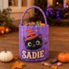 Picture of Personalized Halloween Basket, Custom Name Trick or Treat Bag for Kids, Cute Monster Candy Bucket, Halloween Boo Basket, Toddler Halloween