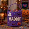 Picture of Personalized Halloween Basket, Gamer Trick or Treat Bag, Custom Name Candy Bucket for Kids, Pixel Halloween Boo Basket, Gamer Halloween Gift