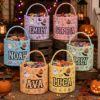 Picture of Personalized Halloween Basket, Custom Name Trick or Treat Bag, Cute Ghost Candy Bucket for Kids, Pastel Boo Basket, Halloween Gift Toddler