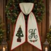 Picture of Personalized Christmas Wreath Sash, Embroidered Christmas Tree Sash, Monogram Holiday Door Decor, Custom Initial Wreath Bow, Christmas Gift