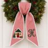 Picture of Personalized Christmas Home Wreath Sash, Embroidered Christmas House Sash, Monogram Holiday Door Decor, Custom Wreath Bow, Christmas Gift